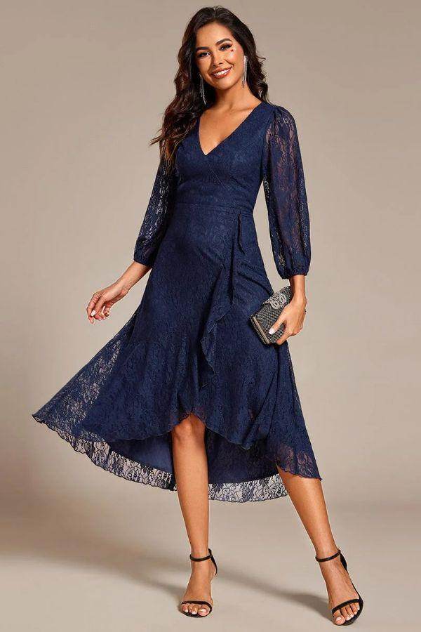 A-Line Midi Lace Dress CG0267 - COCOMELODY